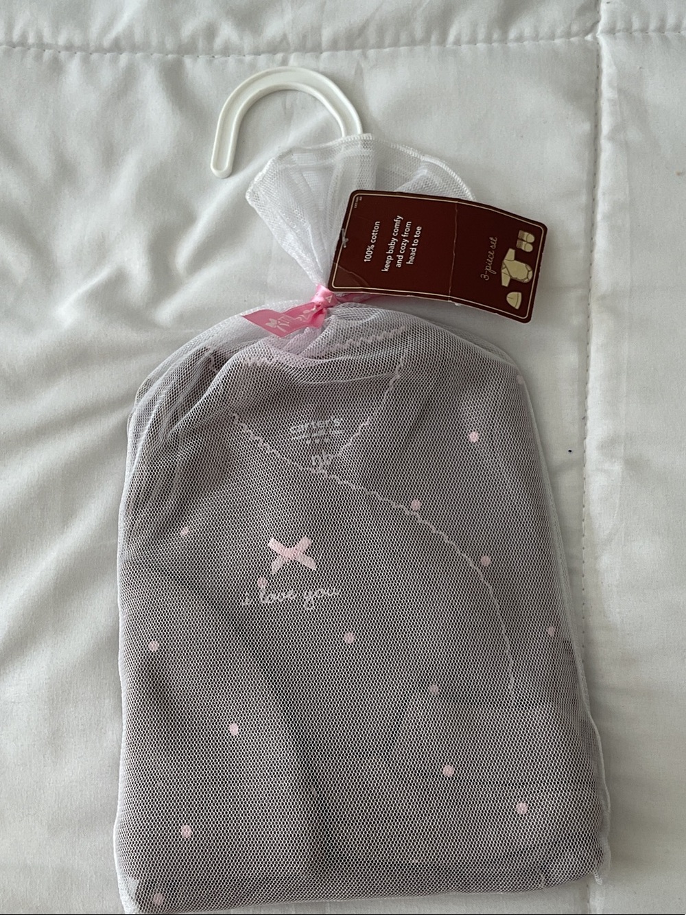 NWT Carter's Pink & Gray (I love you ) Side-Snap Take Me Home Gift Set